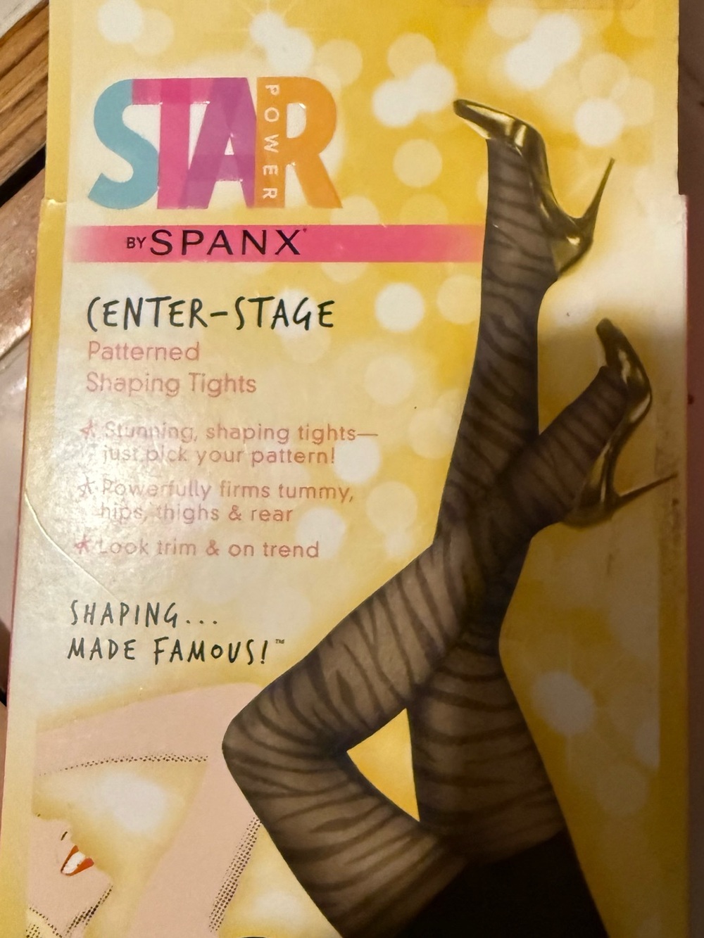 SPANX Star Power Enter-Stage Patterned Shaping Tights in Black size b. See char